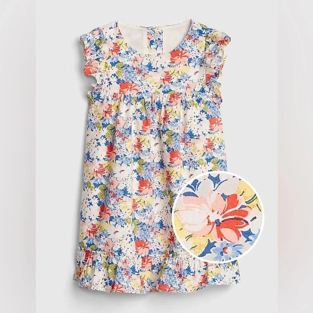 Baby Gap Floral Ruffle Sleeve Cotton Dress Toddler Girls 2T